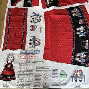 Vintage Daisy Kingdom Raggedy Ann Back To School Jumper Fabric Panel Sewing